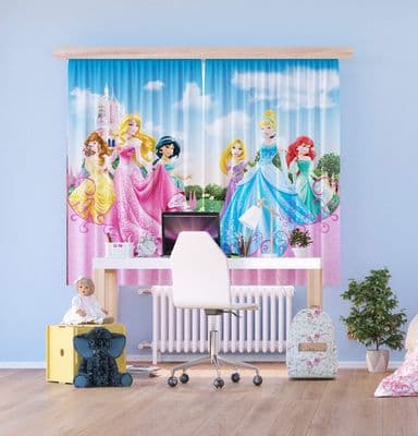 Princesses Pair of ready made CURTAINS 180x160cm Disney girl's bedroom