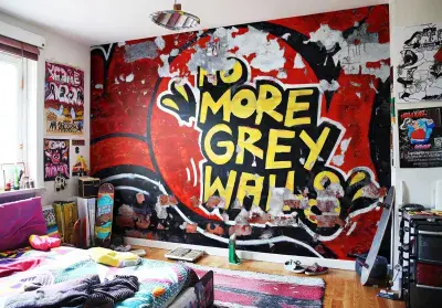 Red Graffiti paper wallpaper mural