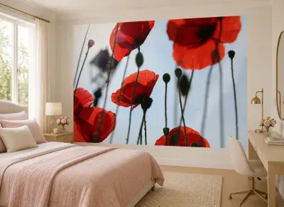 Red Poppy Flower wall murals