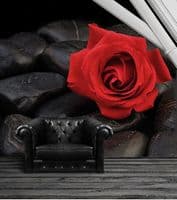 Red rose - black stone wallpaper murals by Homewallmurals