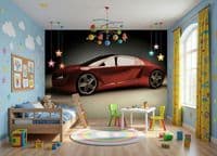 Red sports car wall murals | Homewallmurals