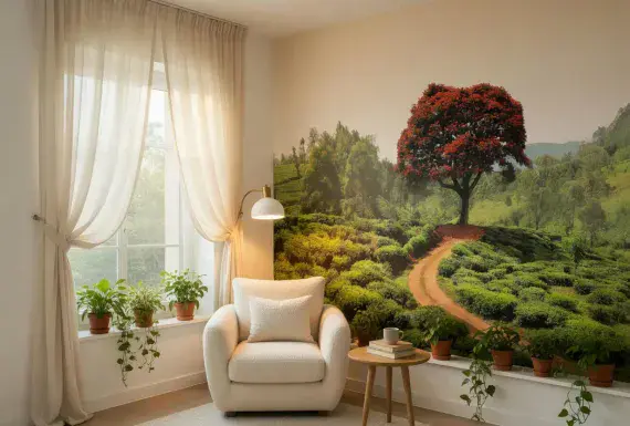 Living room photo wallpapers Red Tree | Shop online