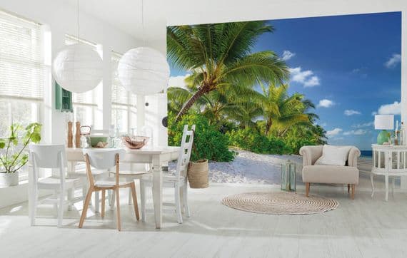 Reunion beach and palms wallpapers by Homewallmurals