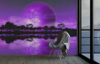 Rising moon - alien planet wall mural