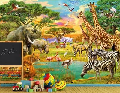 Safari Wild animals wall mural wallpapers