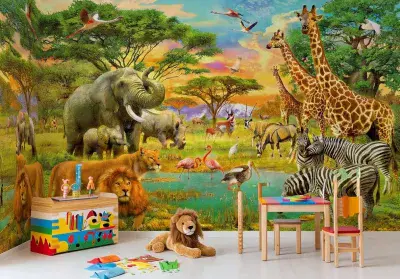 Safari Wild animals wall mural wallpapers