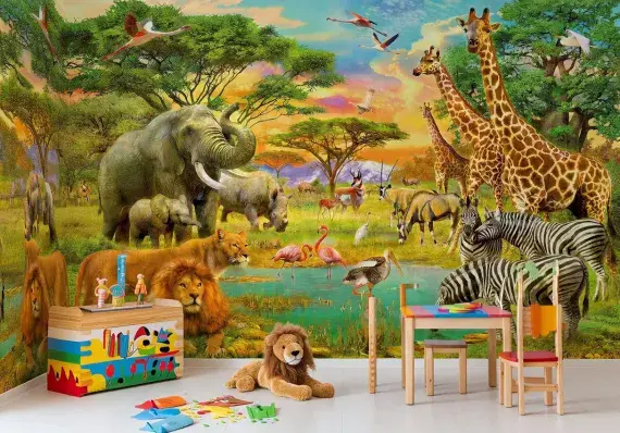 Safari Wild animals wall mural wallpapers | UK Online Store