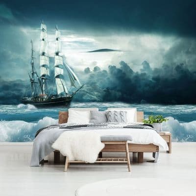 Sailing ship photo wallpaper for bedroom