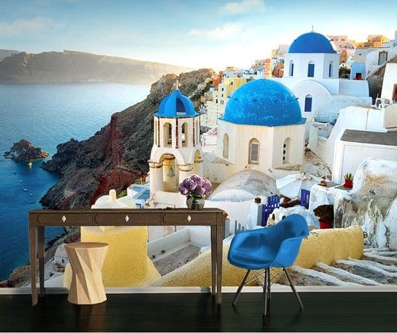Santorini in Greece - seacoast wallpaper murals by Homewallmurals