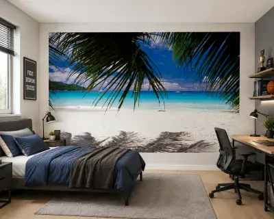 See beach and palm wall mural wallpaper