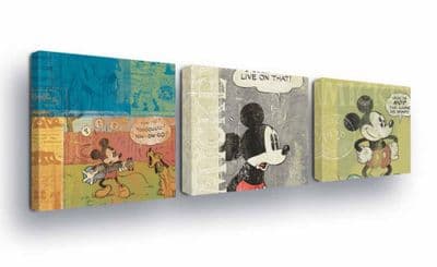 SET of 3 Canvases Mickey Mouse retro