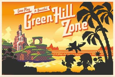 Sonic Green Hill Zone Poster 61x91,5cm Large Size Wall Art