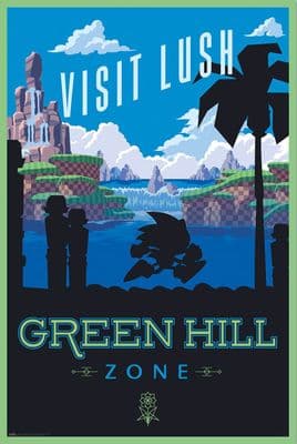 Sonic Visit Lush Green Hill Zone Poster 61x91,5 cm Gamer Bedroom