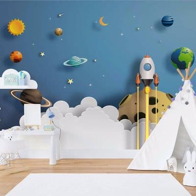 Space Adventure non-woven wallpaper 123x86inch