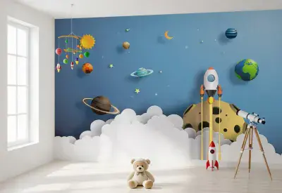 Space Adventure non-woven wallpaper 123x86inch