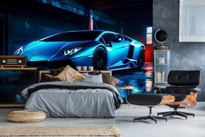 Sports Blue Car Non-Woven Photo Wallpaper