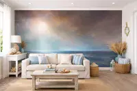 Stormy Sky beach scenery wall mural wallpaper 260 x 384cm