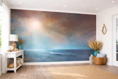 Stormy sky wall mural wallpaper - Beach 260 x 384cm