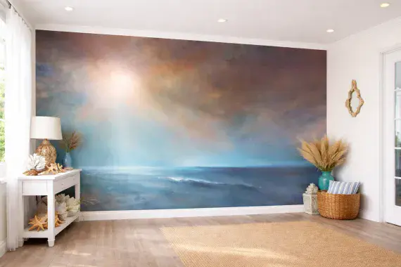 Stormy Sky beach scenery wall mural wallpaper 260 x 384cm