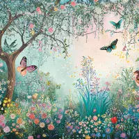 Summer Forest girly bedroom Photo Wallpaper | Buy it online from UK shop