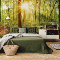 Green Forest bedroom  wall mural wallpaper 260 x 384cm UK shop