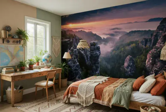Sunrise on the Rocks Wall Mural Wallpaper | Shop online