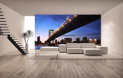 Sunset Brooklyn Bridge Paper Photo Wallpaper