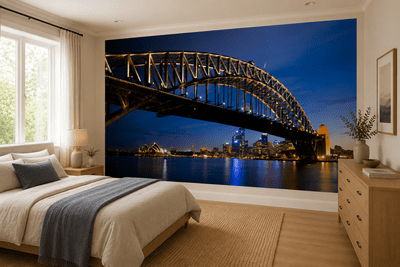 Sydney skyline night view wallpaper mural
