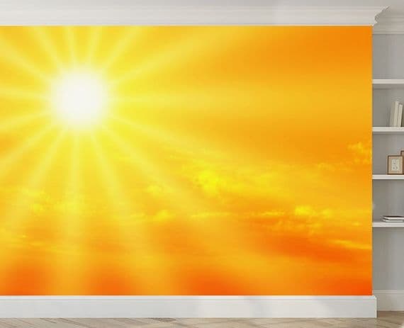 The Sun - orange sky wallpaper mural by Homewallmurals