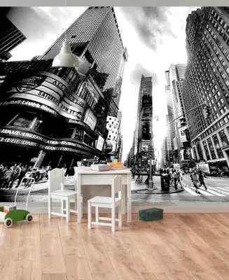 Times square New York b&w wallpaper wall mural