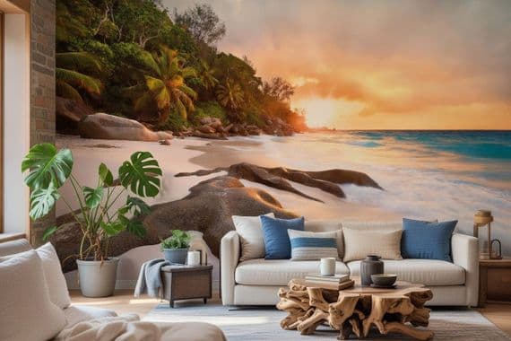 Morning in paradise wall non woven wallpapers | homewallmurals