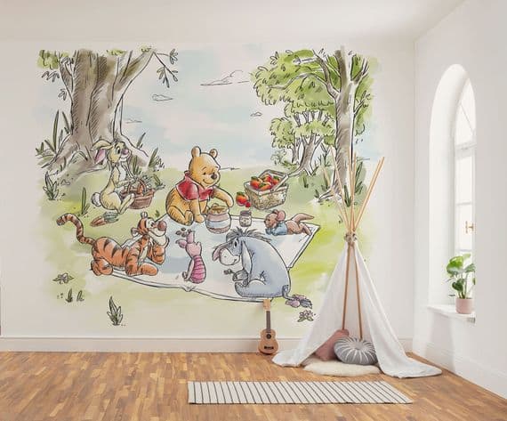 Winnie The Pooh bedroom wall mural wallpaper 300 x 250 cm | Shop online
