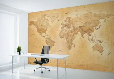 Vintage Map of the World HQ wall mural
