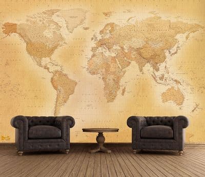Vintage world map wallpaper mural