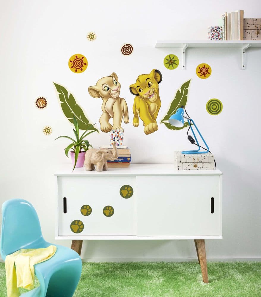 Simba and Nala Nature Lovers kids bedroom wall decal stickers 50x70cm ...