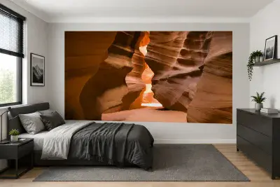 Wall mural Noon in a red-orange antelope canyon