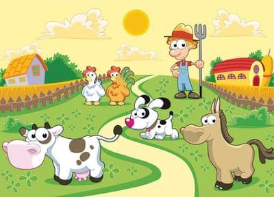 Wall Mural photo Wallpaper Animals on the farm 125x90 inch