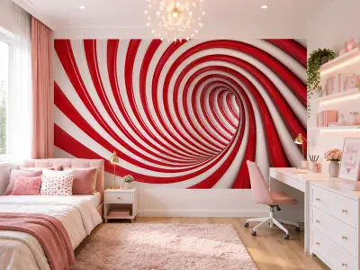 Wall mural photo wallpaper Red and white abstract