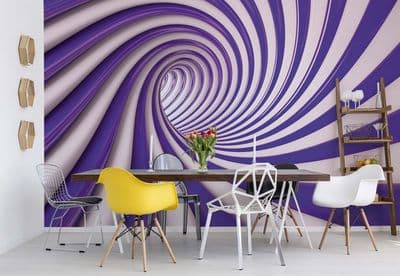 Wall mural wallpaper Abstract Swirl Purple & White