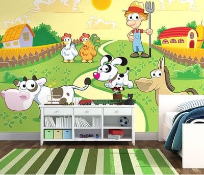 Wall mural wallpaper Animals farm for nursery
