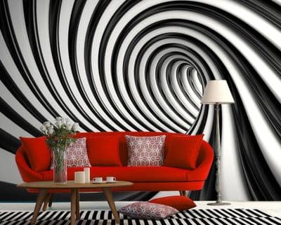 Wall mural wallpaper black & white swirl