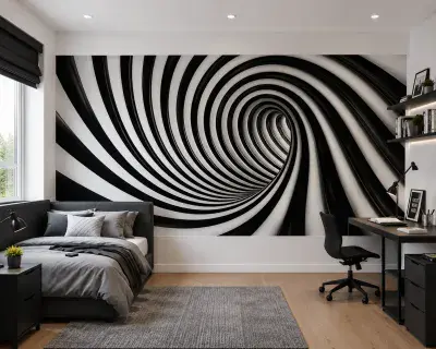 Wall mural wallpaper black & white swirl