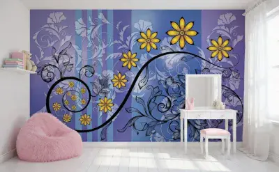 Wall Mural Wallpaper Purple Floral Abstract