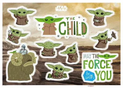 Wall Stickers Set Star Wars The Mandalorian Founding Grogu