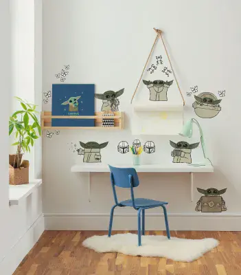 Wall Stickers Set Star Wars The Mandalorian Grogu Cute