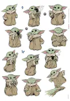 Bedroom wall decal stickers Star Wars The Mandalorian Grogu Set 50x70cm | Shop online