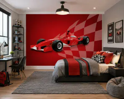Wallpaper for bedroom Red sports car formel one style