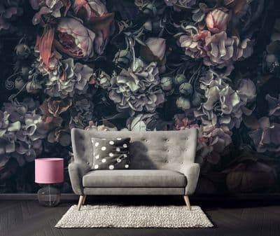 Wallpaper Mural black flowers composition
