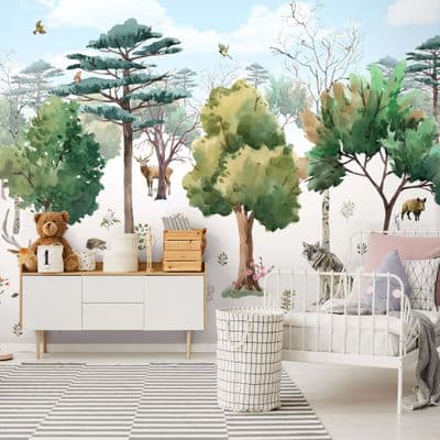Wallpaper Mural Cute forest animals Easy to install