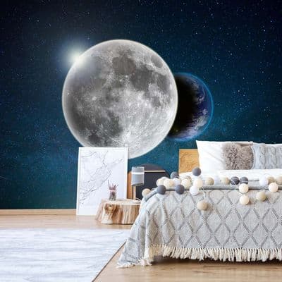 Wallpaper Mural Earth & Moon view 